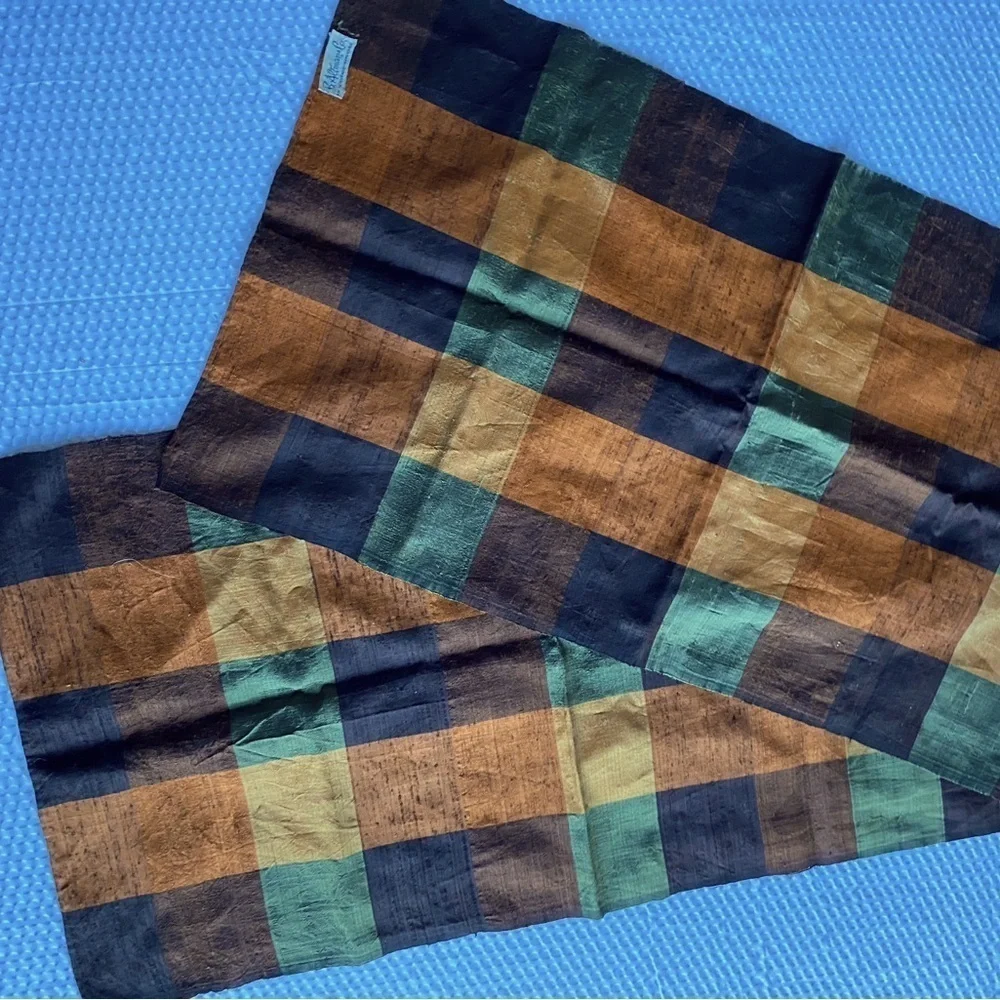 Vintage B. Altman Plaid Scarf Orange Brown Green